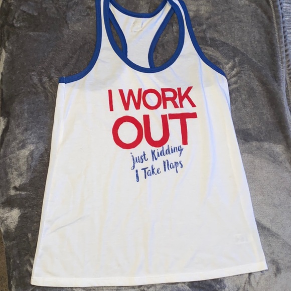 Athletic Works Tank Top“I WORK OUT just kidding I take naps” Size Medium 8-10 - Picture 1 of 3